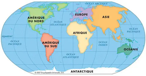 Carte des continents